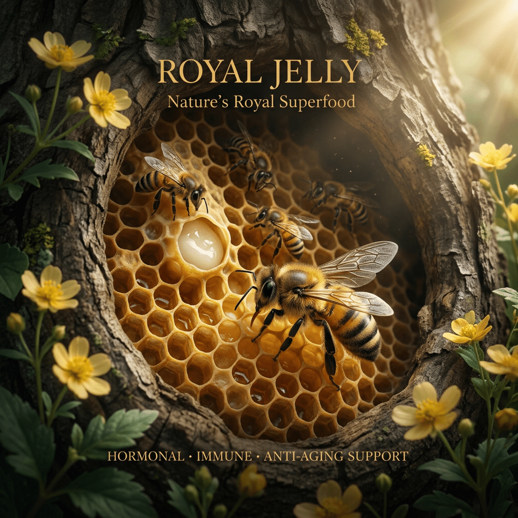 Royal jelly editorial image in golden natural light