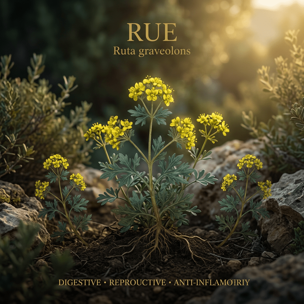 Rue editorial image in a golden-lit Mediterranean setting