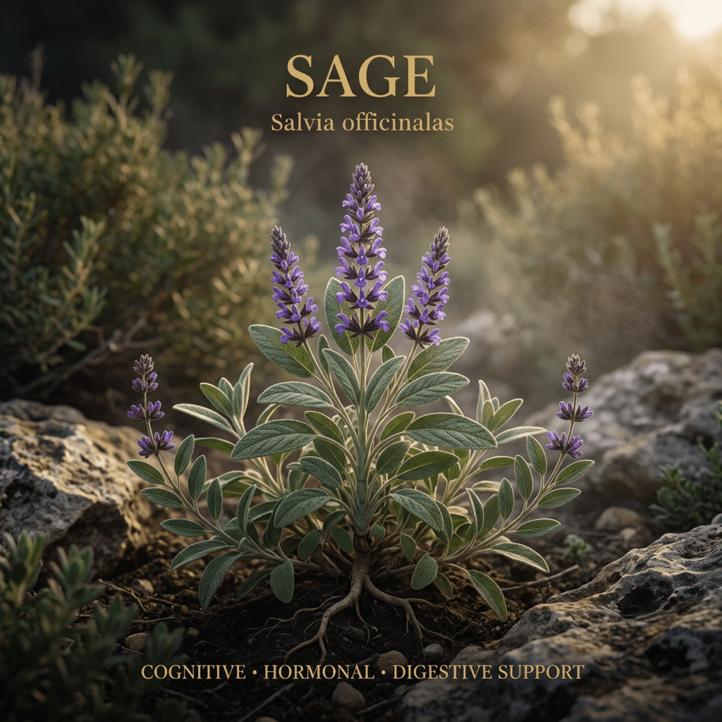 Sage editorial image in golden Mediterranean light
