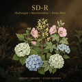 SD-R botanical editorial image with gold serif text