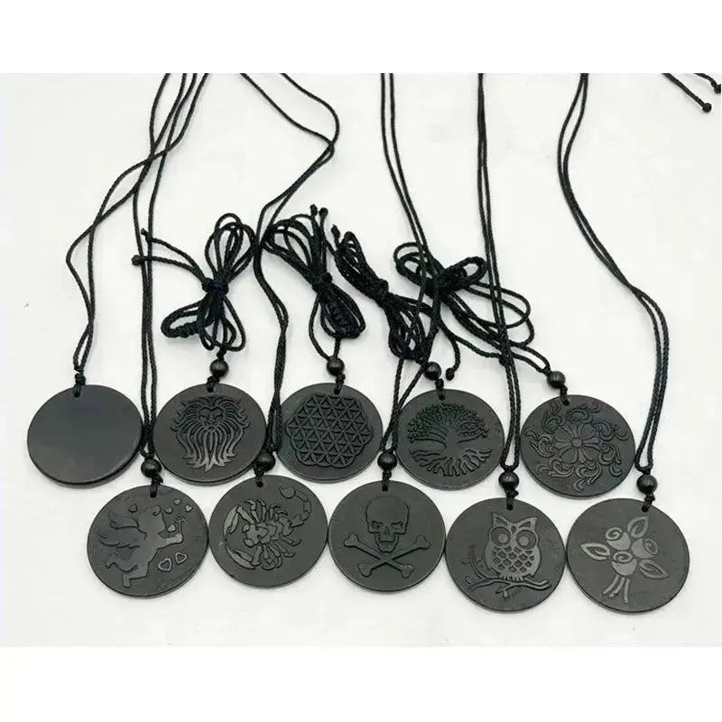 Shungite Round Pendant – EMF Protection & Energy Balancing Stone - Futures ETC