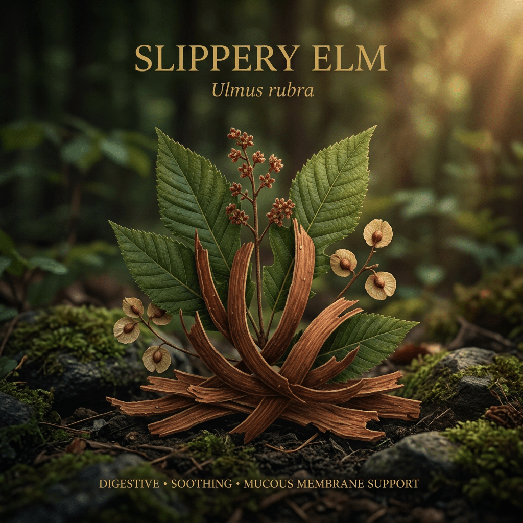 Slippery elm editorial image in golden woodland light