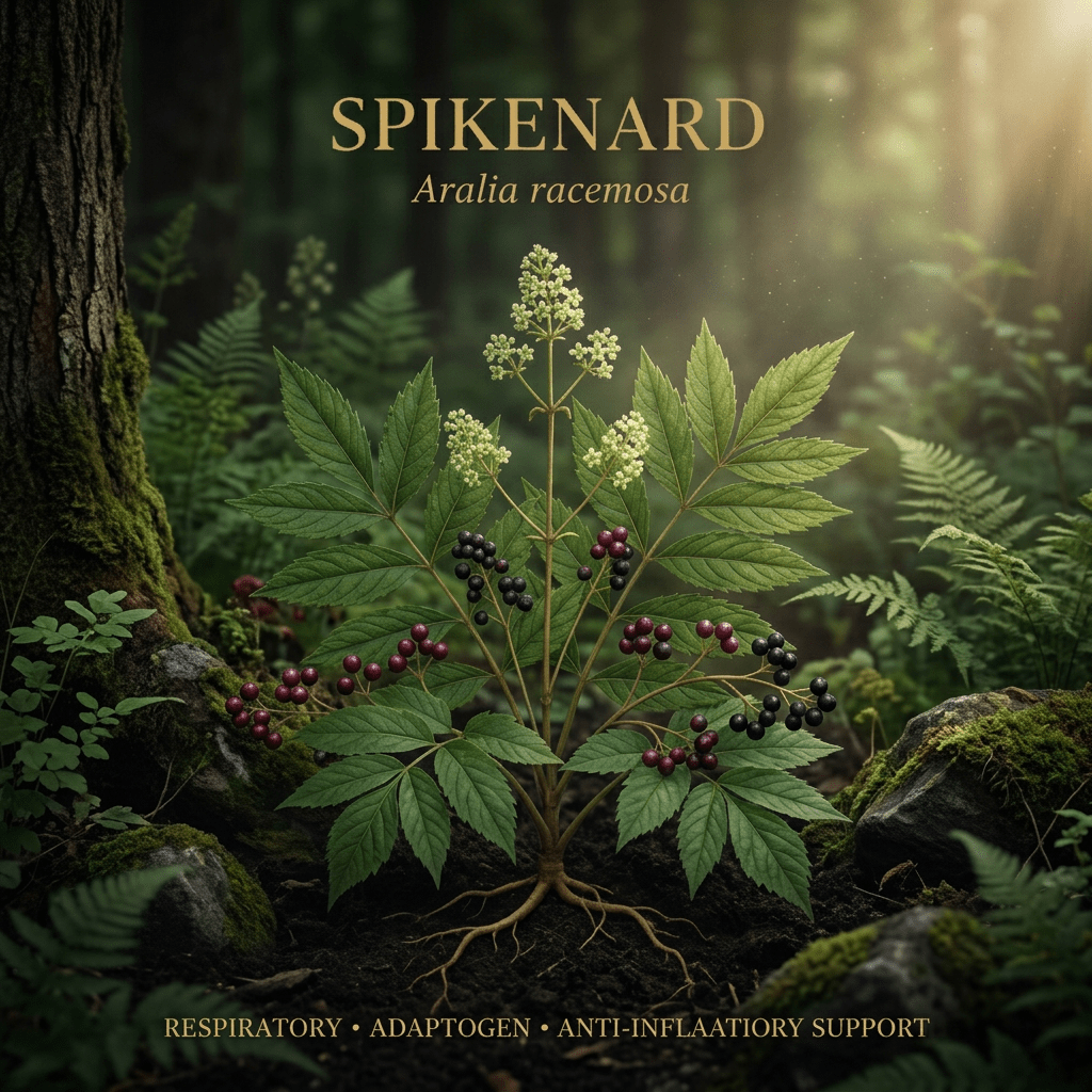 Spikenard editorial image in golden woodland light
