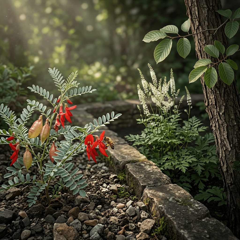 Sutherlandia Combination botanicals in a terraced garden