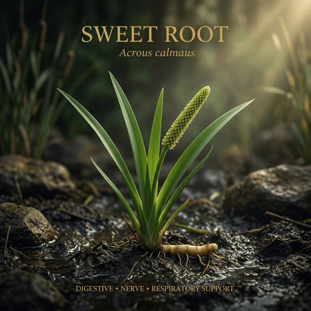 Sweet root editorial image in golden wetland light