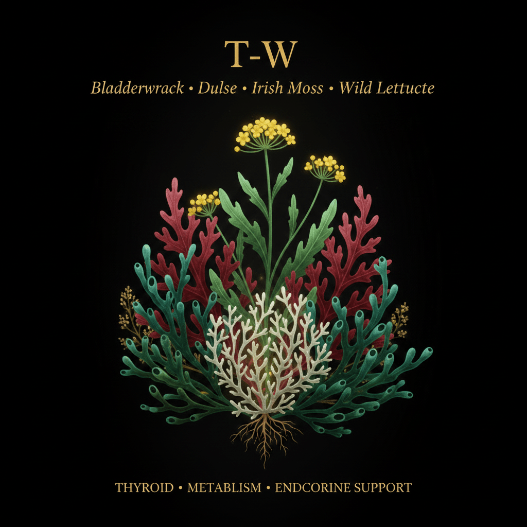 T - W – Thyroid, Metabolism & Endocrine Support | Bladderwrack, Dulse, Irish Moss & Wild Lettuce, Tincture, Futures ETC