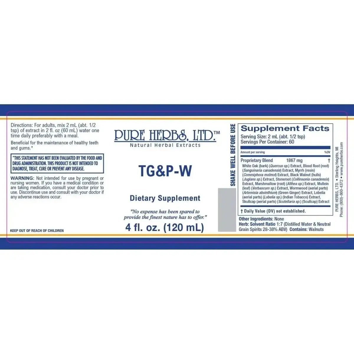 TG & P - W (Black Walnut Hulls, Blood Root, and White Oak Bark) - Futures ETC Tincture