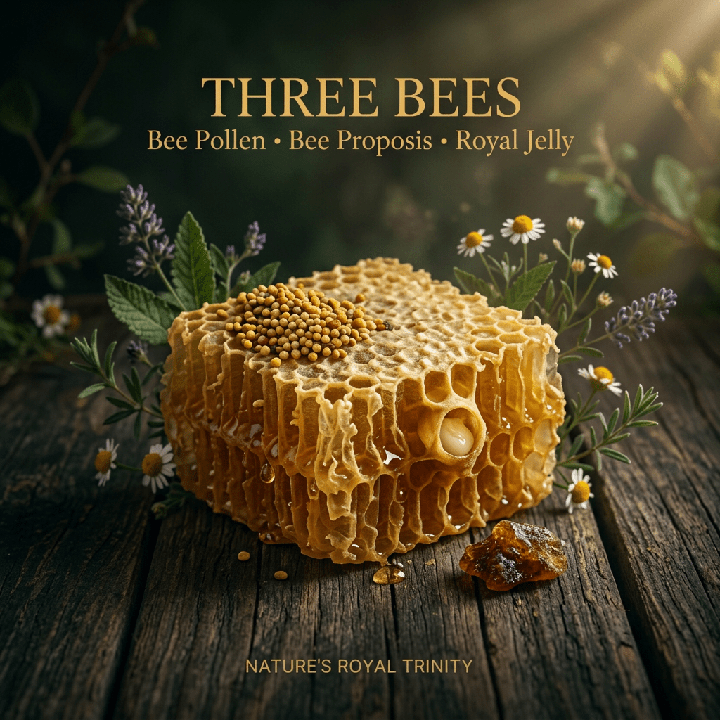 Three Bees editorial image in golden natural light