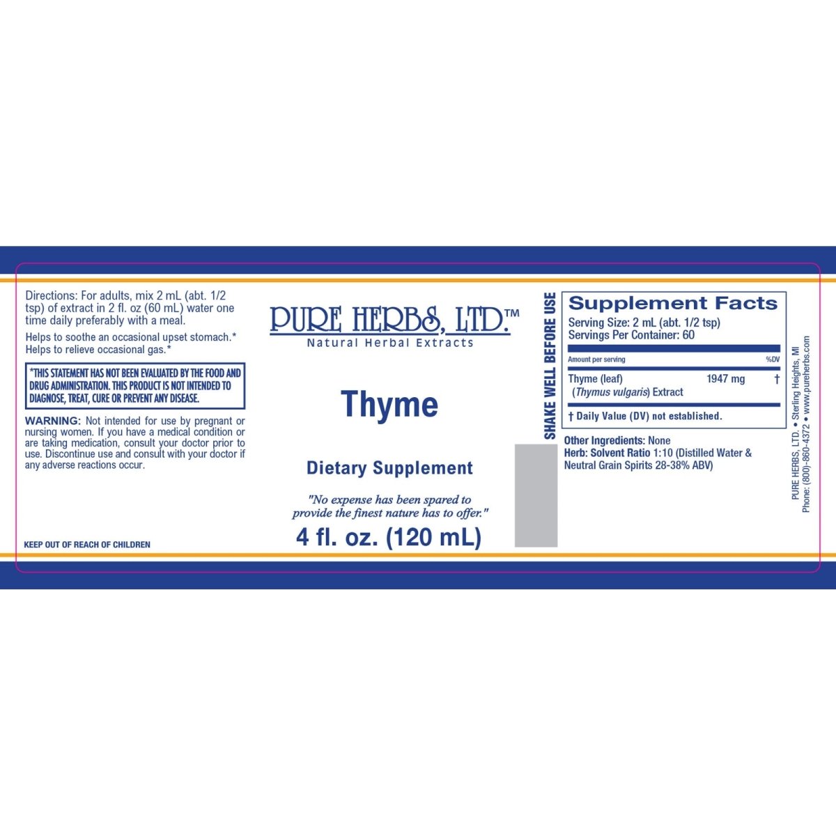 Thyme Tincture – Organic Liquid Herbal Extract, Herbal Tincture, Futures ETC