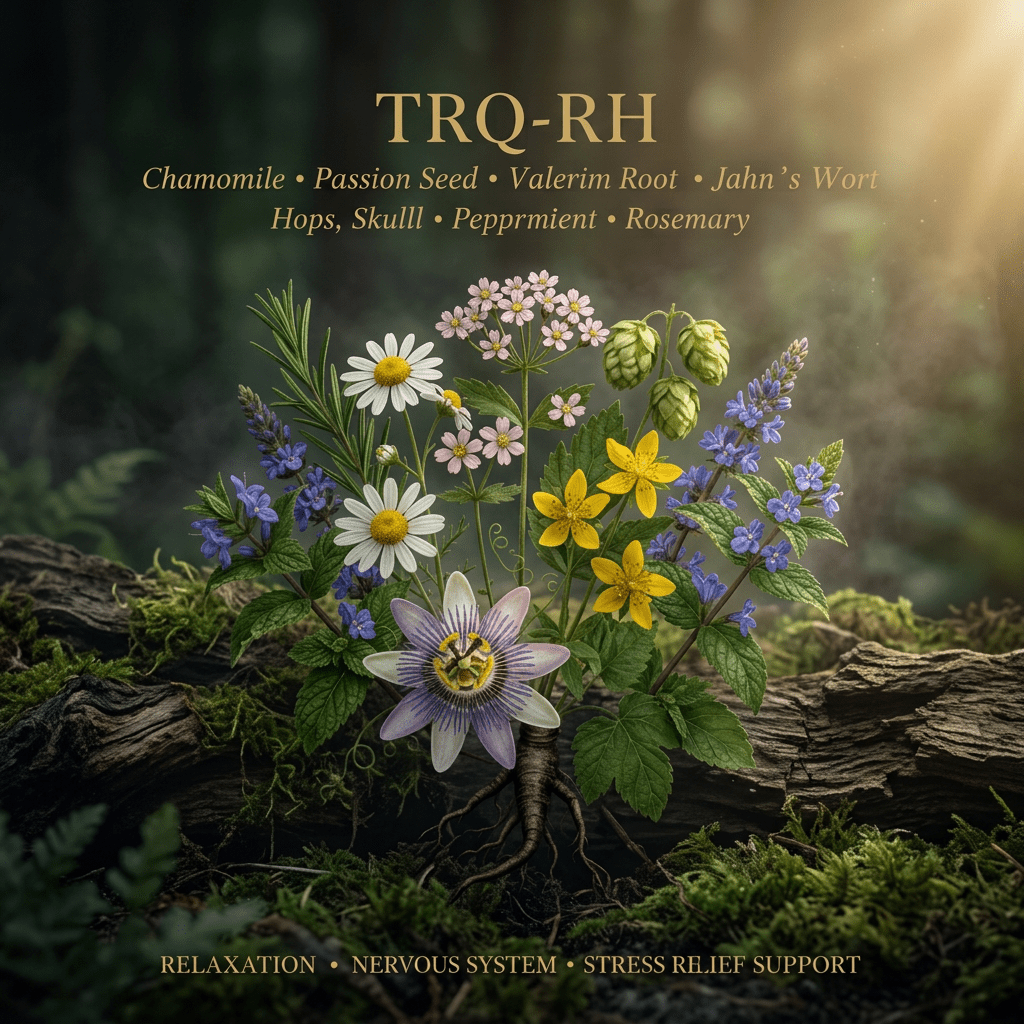 TRQ-RH editorial image in the saved golden-lit botanical style