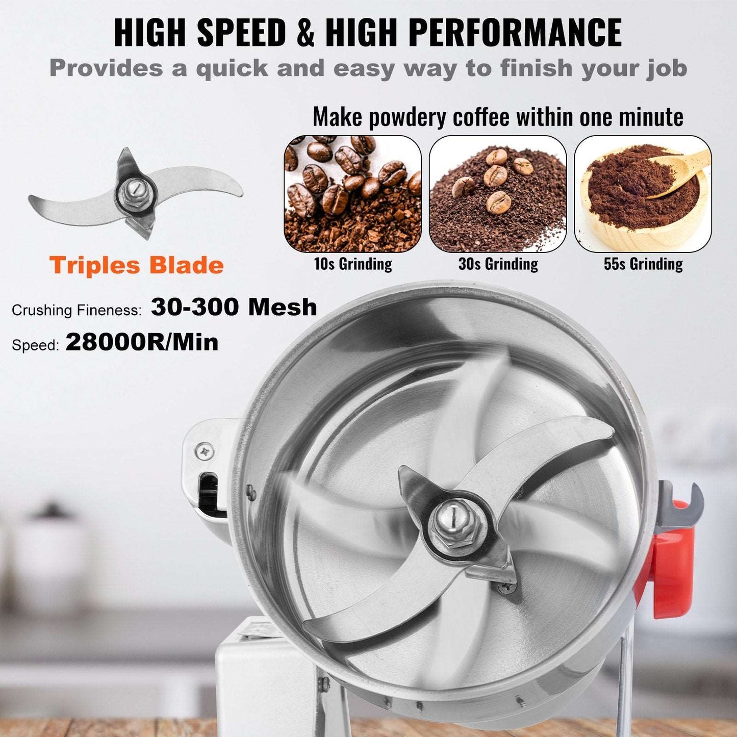 VEVOR 750g Commercial Spice Grinder | Electric High-Speed Grain Mill