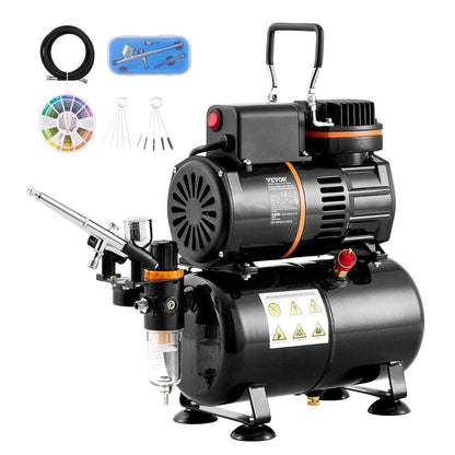 VEVOR Airbrush Kit: 3.5L Dual Fan Compressor, 0.3mm Tip, FDA Safe for Art & Makeup