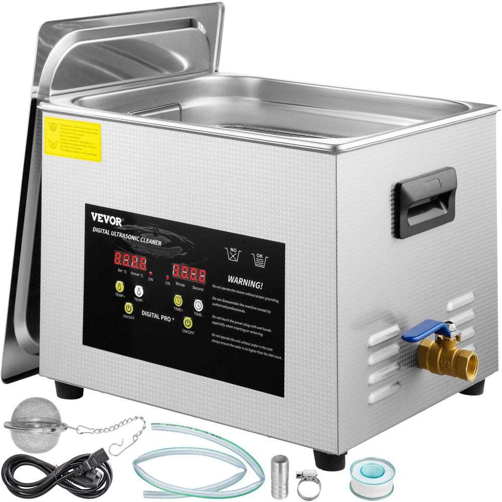 VEVOR 15L Ultrasonic Cleaner with 600W Heater & 360W Ultrasonic for Lab Use