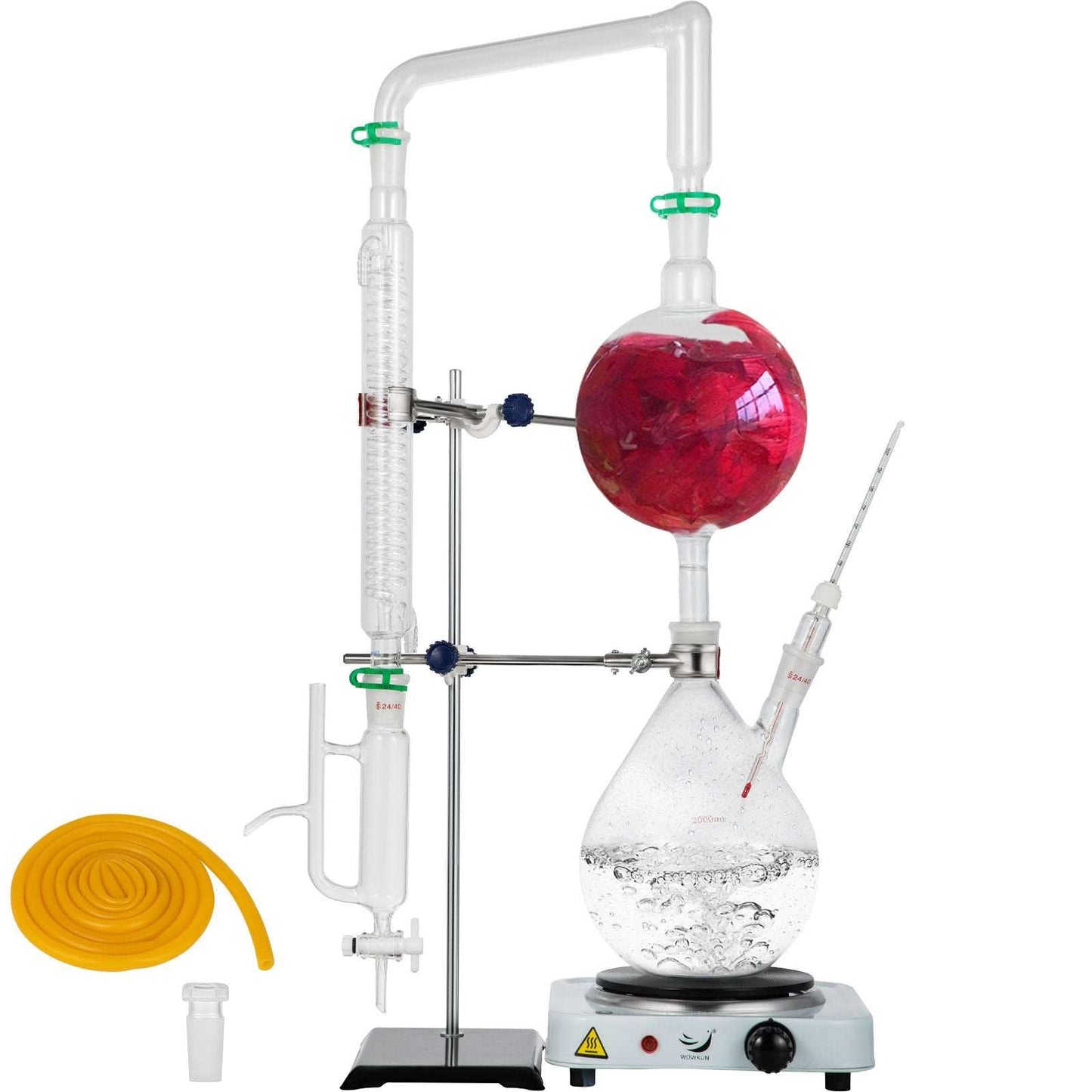 VEVOR 2L Essential Oil Distillation Kit with Hot Stove Condenser for Home and Lab Use