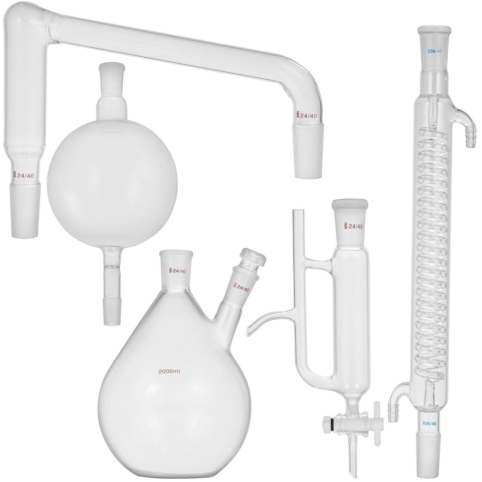 VEVOR 2L Essential Oil Distillation Kit with Hot Stove Condenser for Home and Lab Use