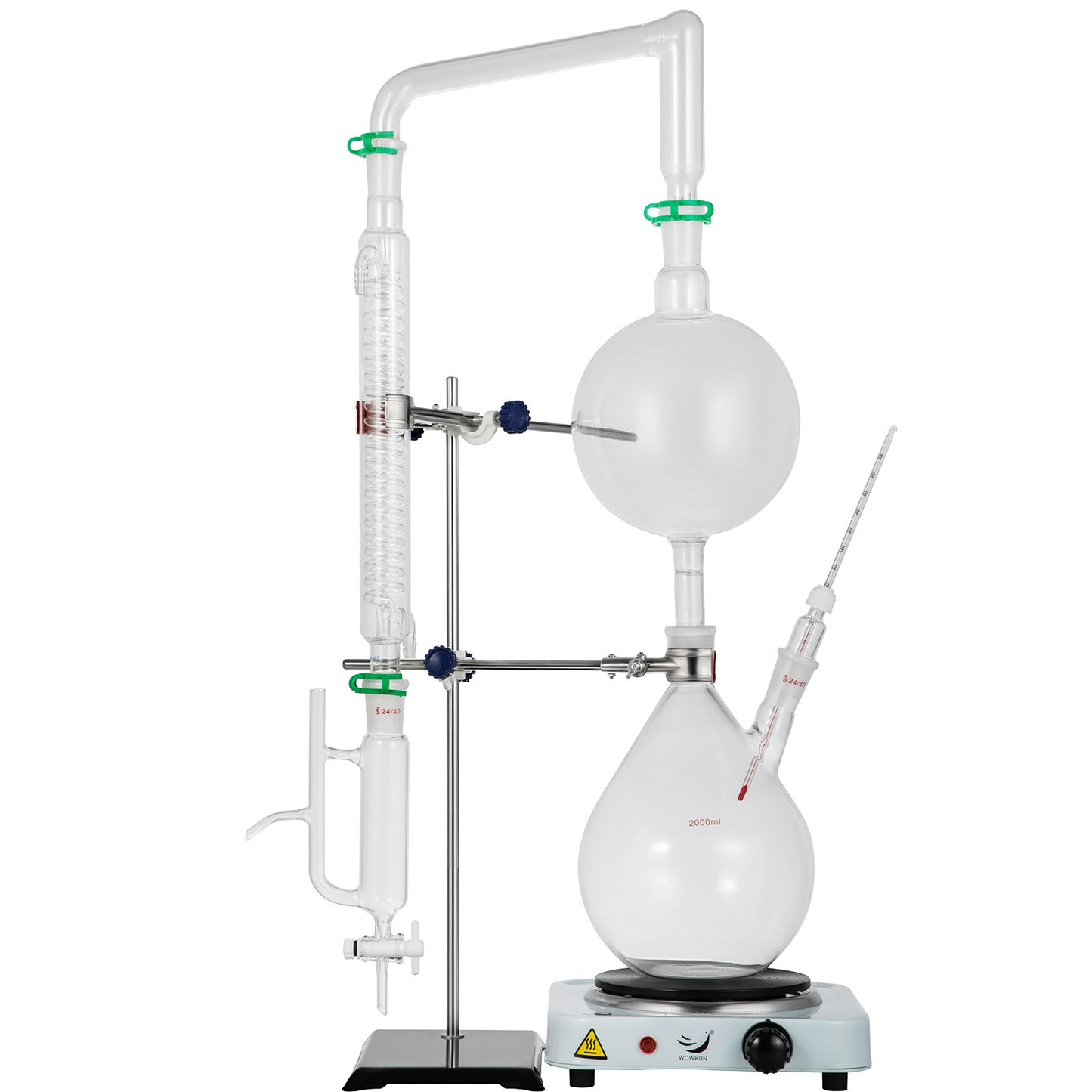 VEVOR 2L Essential Oil Distillation Kit with Hot Stove Condenser for Home and Lab Use