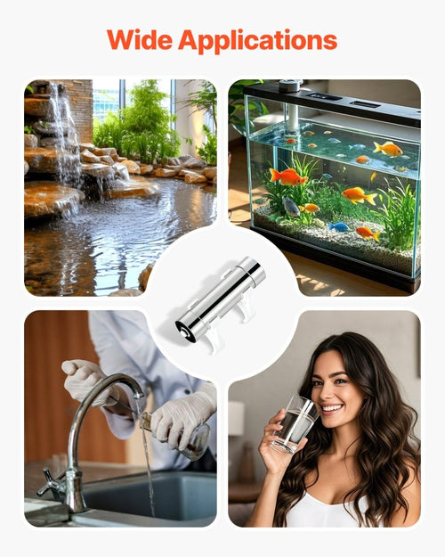 8W UV Water Filter, 110V Ultraviolet Purifier for Shower/Drinking/Cleaning, Light Therapy, Futures ETC