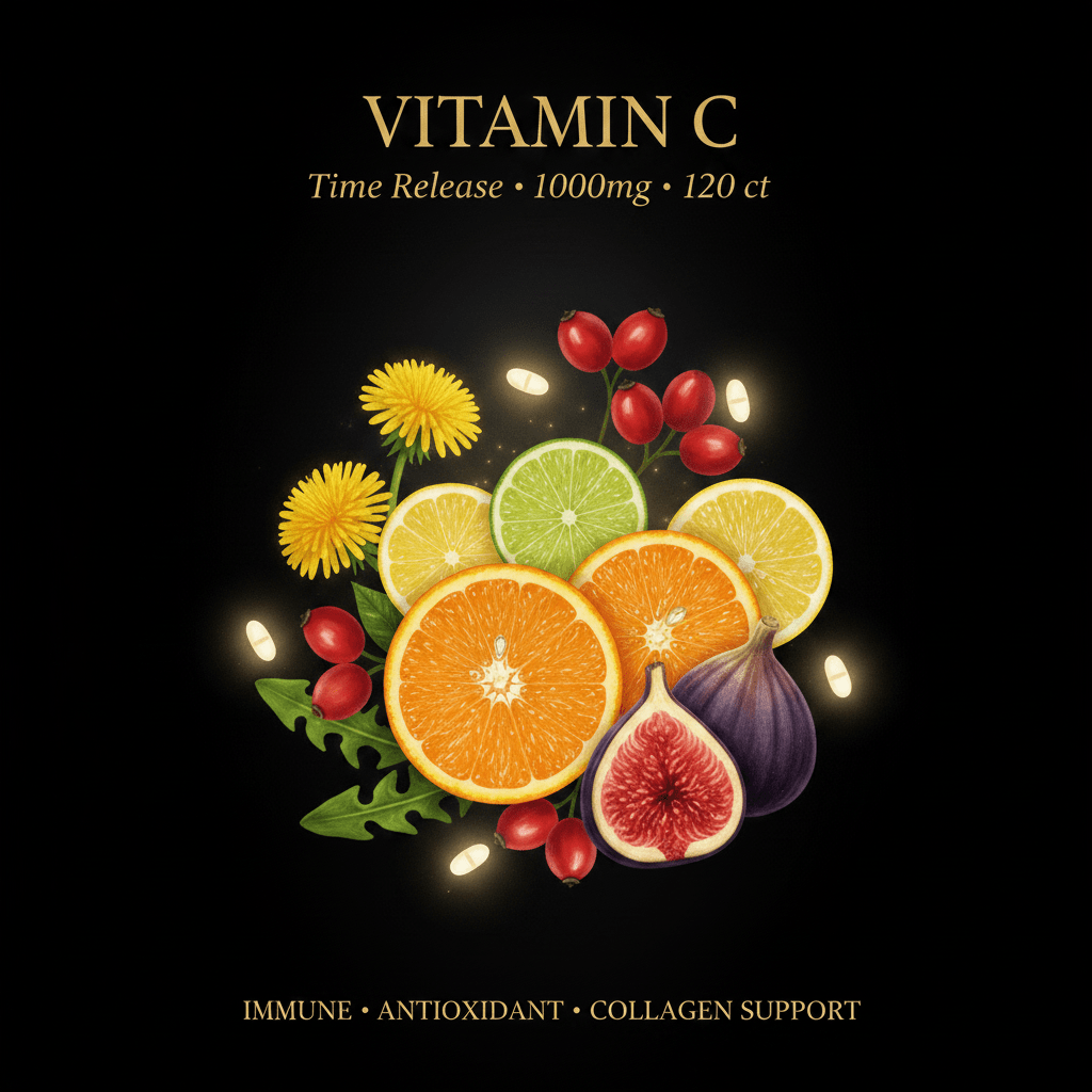 Vitamin C Time Release Tablets (120 ct, 1000mg) – Immune, Antioxidant & Digestive Support, Tincture, Futures ETC