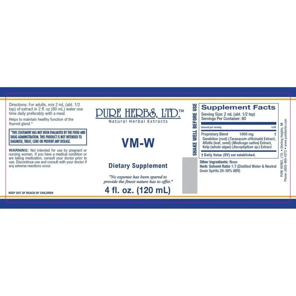 VM - W (Alfalfa, Dandelion Root, Kelp) - Futures ETC Tincture