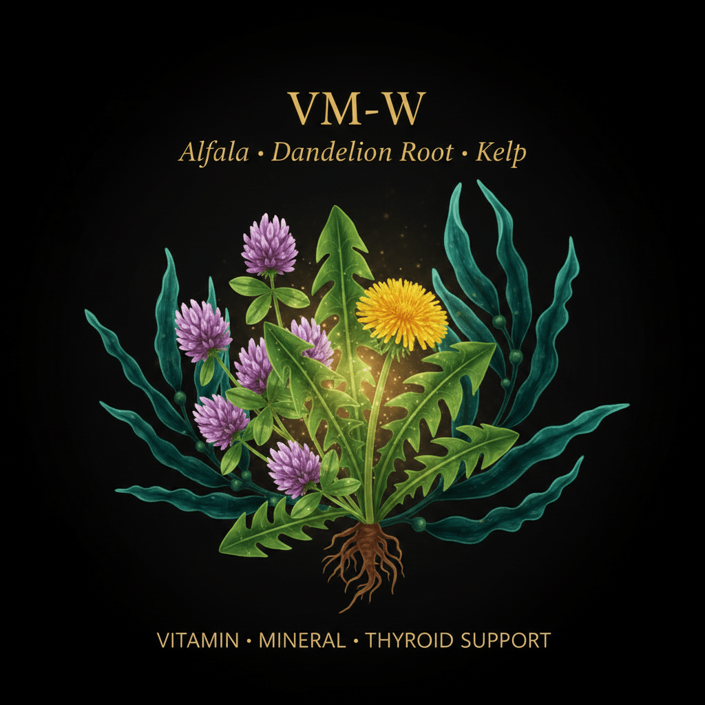 VM - W – Vitamin, Mineral & Thyroid Support | Alfalfa, Dandelion Root & Kelp, Tincture, Futures ETC