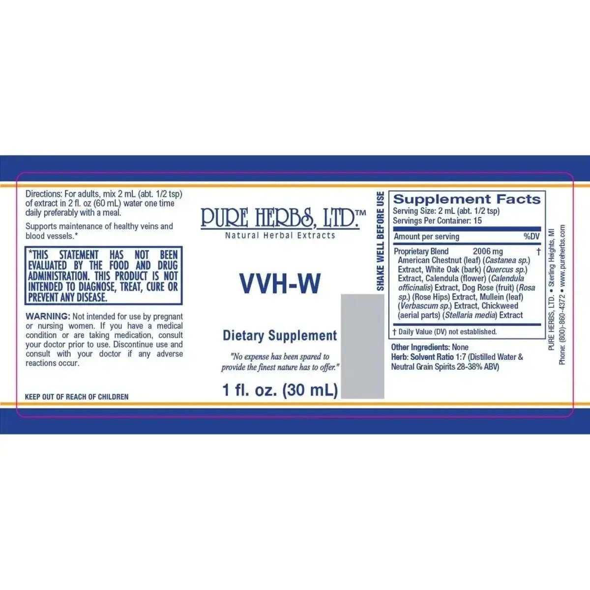 VVH - W (Calendula, Chestnut Leaf, Chickweed, Mullein Leaf, White Oak Bark, and Wild Rose Hips) - Futures ETC Tincture