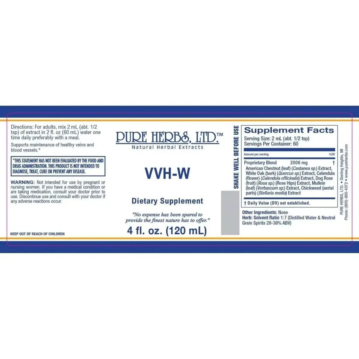VVH - W (Calendula, Chestnut Leaf, Chickweed, Mullein Leaf, White Oak Bark, and Wild Rose Hips) - Futures ETC Tincture