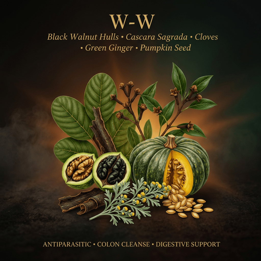W-W botanical editorial image with gold serif text