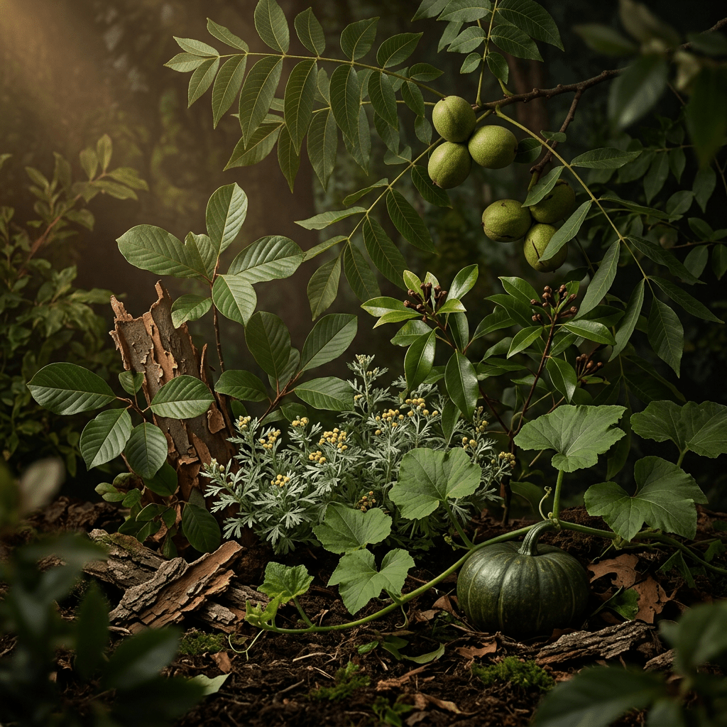 W-W botanicals combined in a moody natural setting