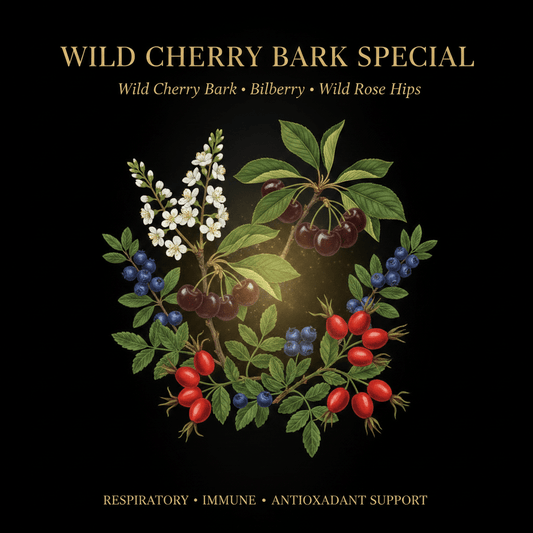 Wild Cherry Bark Special – Respiratory, Immune & Antioxidant Support | Bilberry & Wild Rose Hips, Tincture, Futures ETC