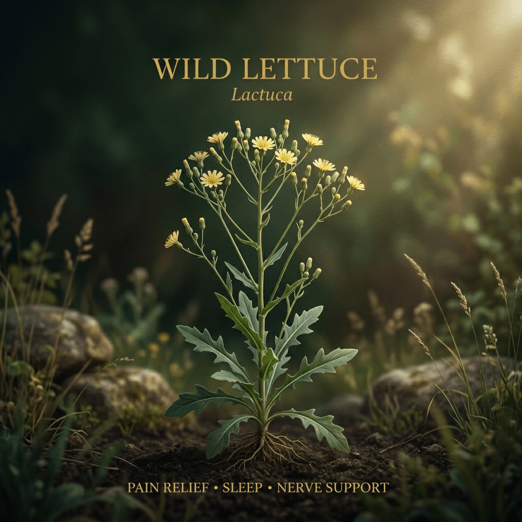 Wild lettuce editorial image in golden field-edge light