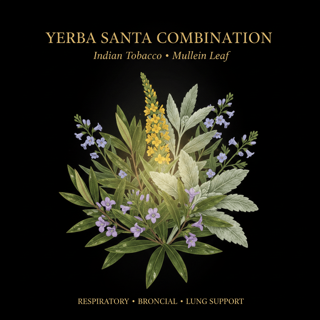 Yerba Santa Combination – Respiratory & Bronchial Support | Indian Tobacco & Mullein Leaf, Tincture, Futures ETC